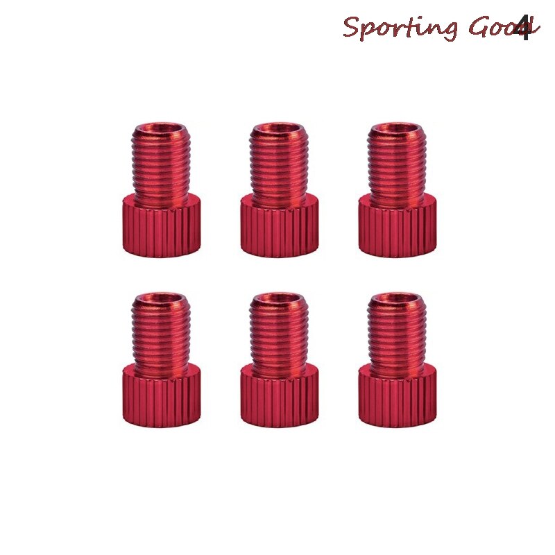 6 Pc Aluminum Bicycle Bike Valve PRESTA to SCHRADER Converter Car Valve Adapter: red