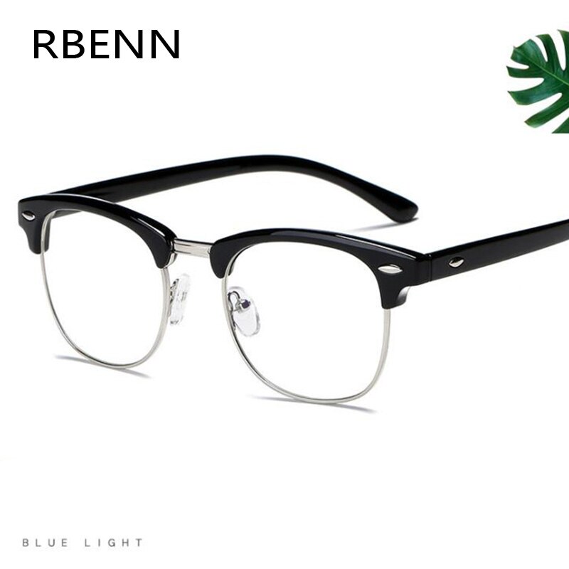 RBENN Anti Blue Ray Computer Glasses Men Women Blue Light Blocking Eyeglasses Classic Rivet Optical Frame Gaming Eyewear Male