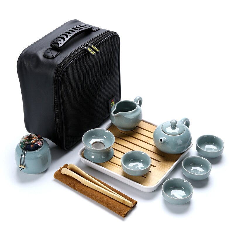 Chinesische Kung Fu Tee-Set Keramik Tragbare Teekanne Set Im Freien Reise Gaiwan Tee Tassen Tee Zeremonie Teetasse Trink Fine: Q