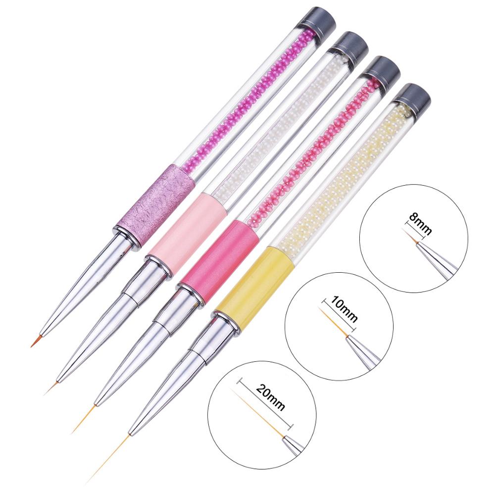 Noq manikyr dragpenna nail art verktyg pärlstav prickiga borstar verktyg för gellack ritning nagelprylar penna
