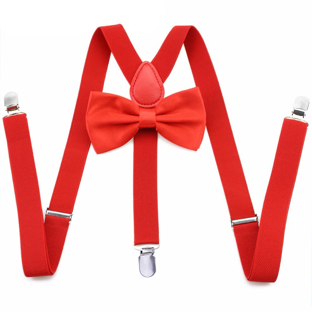 Verstelbare jongen en meisje vlinderdas y-type band clip strap om match met kinderen pak: Rood