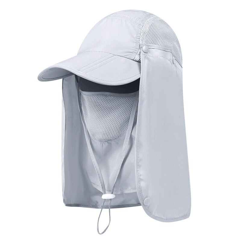 Gorros de solapa de nailon de secado rápido con correa de barbilla de 360 grados parasol protección UV cara plegable máscara: QH