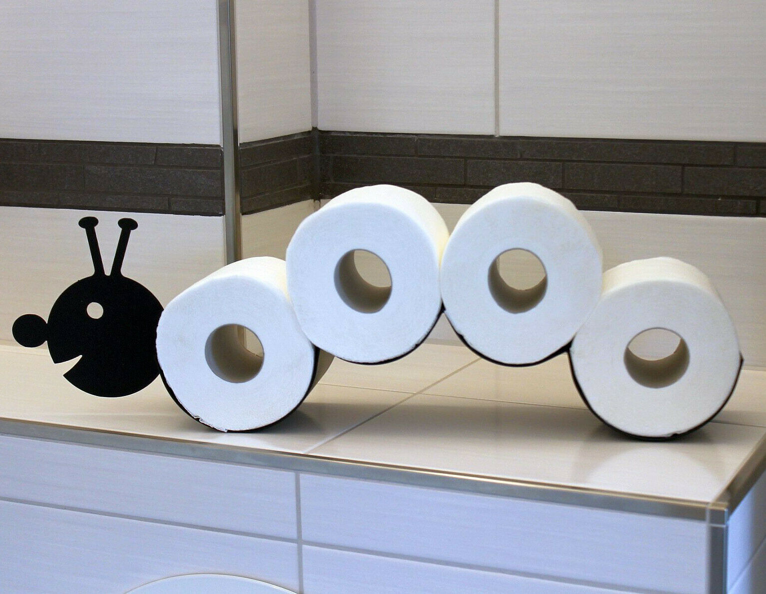 Porte-rouleau de papier toilette en métal chenille, support mural, support de rangement pour rouleaux de papier toilette, nouveauté animaux salle de bain