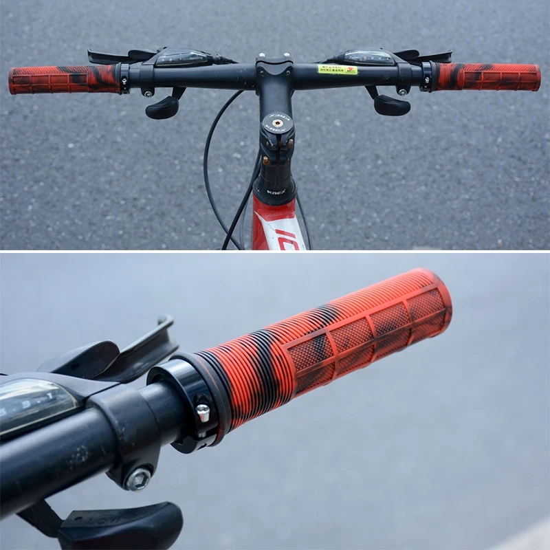 Empuñaduras de bicicleta TPR, empuñaduras de manillar de bicicleta integradas, bloqueo de aleación de aluminio en manijas de bicicleta, puños antideslizantes para bicicleta de montaña, pieza de bicicleta