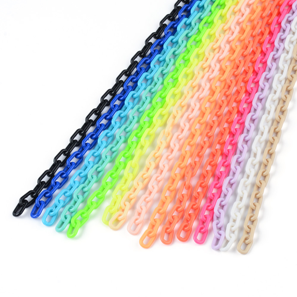40 cm kleurrijke acryl schakelketting karabijn sleutelhangers voor ketting armband maken van kleurrijke ketting plastic kettingschakels