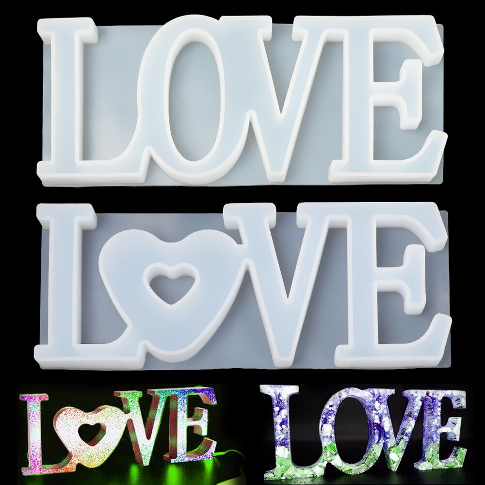 3D LOVE/HOME Silicone Mold Letters Casting Molds Heart Shape Home Craft Decoration Crystal Glue Cake Candy Jewelry Making Tool