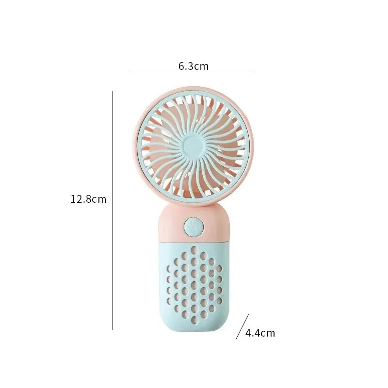 2025 draagbare oplaadventilator Cartoon schattige kleine student Opladen kleine ventilator Draagbare mini-USB-ventilator Mini-zak: Blauw