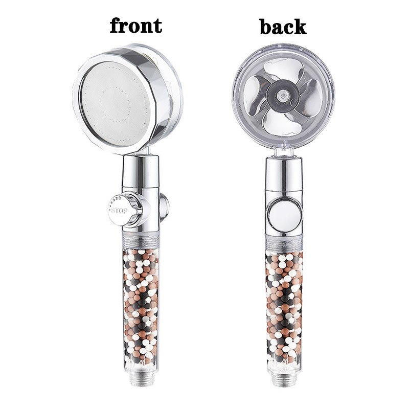 Propeller Douchekop Hoge Druk Set 360 Draaien Golden Fan Turbocharge Pure Neerslag Helix Eco Douche Waterbesparing Douche: silver