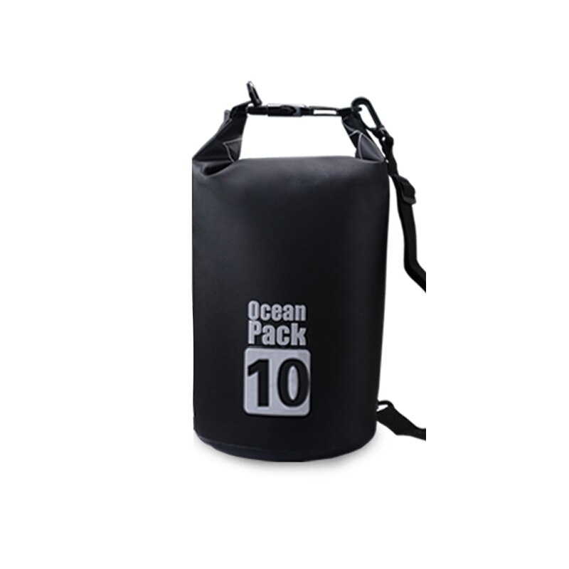 PVC Waterproof Dry Bag 2L 5L 10L 20L 30L Outdoor Diving Foldable Man Women Beach Swimming Bag Rafting River Ocean backpack: Black-10L
