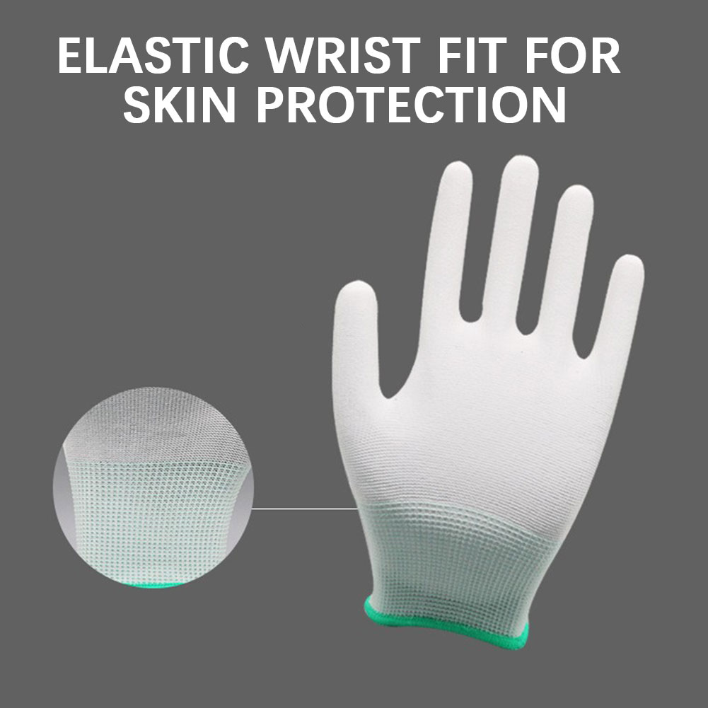 12 par antistatiska handskar nylon esd arbetshandskar pu-belagda handflata-/fingrar bärbara slitstarka isolerade handskar