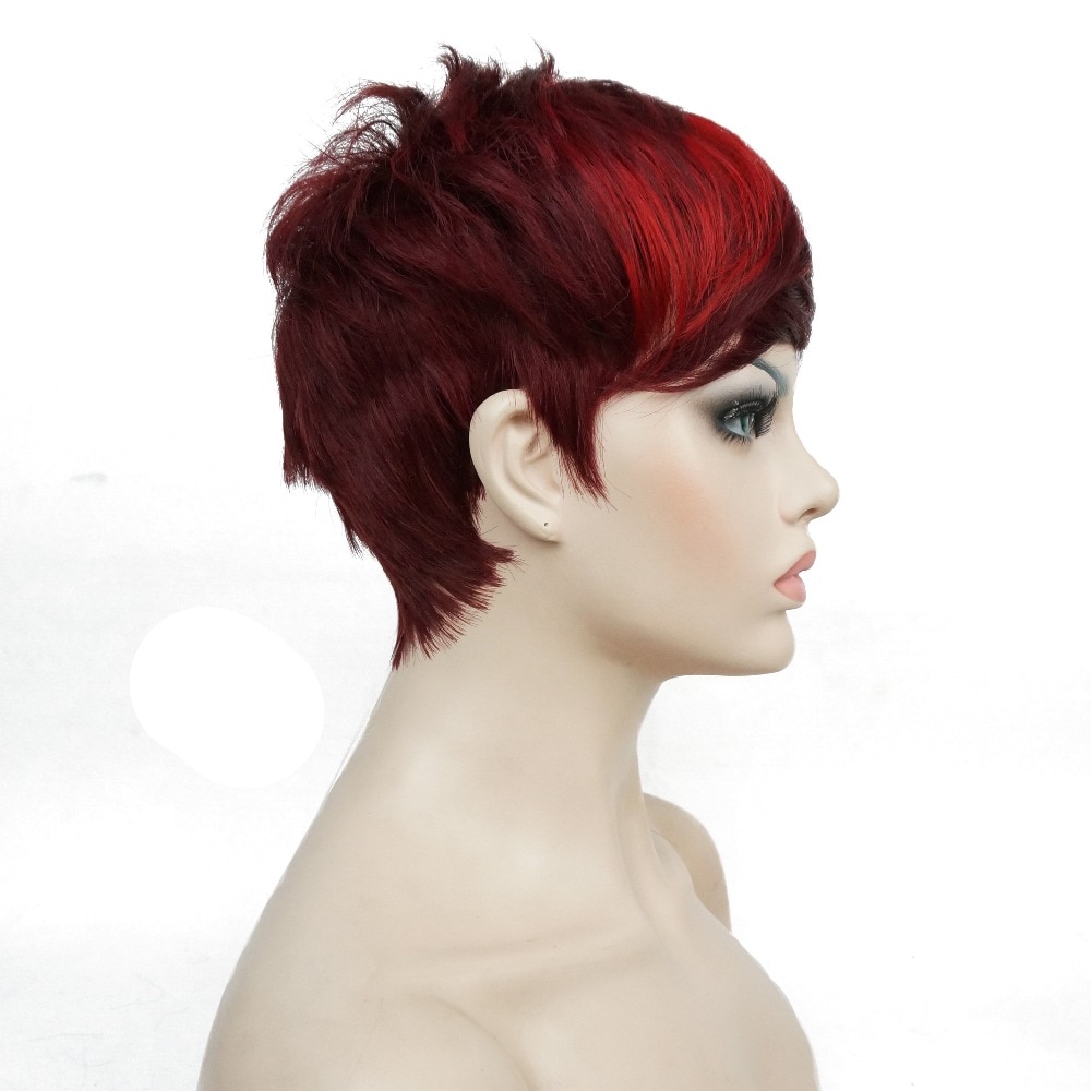 StrongBeauty Women's Red Short wig Pixie Cut Synthetic Capless Wigs Natural