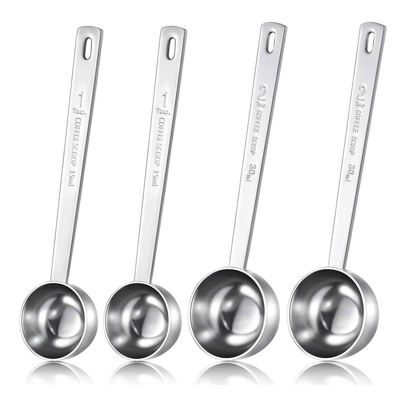4 Stuks Koffie Scoop, Rvs Lange Steel Meten Koffie Scoop Lepels Voor Koffie Thee Suiker, 15 Ml En 30 Ml: Default Title