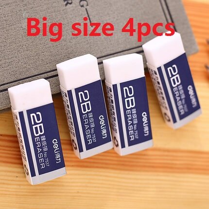 4Pcs 2B White Rubber Eraser Gomme Elastic Borracha Escolar Exam Art Drawing Eraser No Debris Clean School Statonery Deli 7536: Big 4pcs 7537