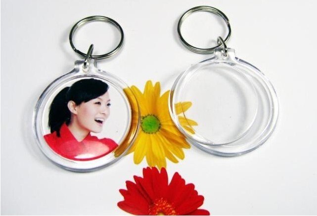 170PCS Blank Acrylic Round Circle Keychains Insert Photo Keyrings 1.8''/4.6cm