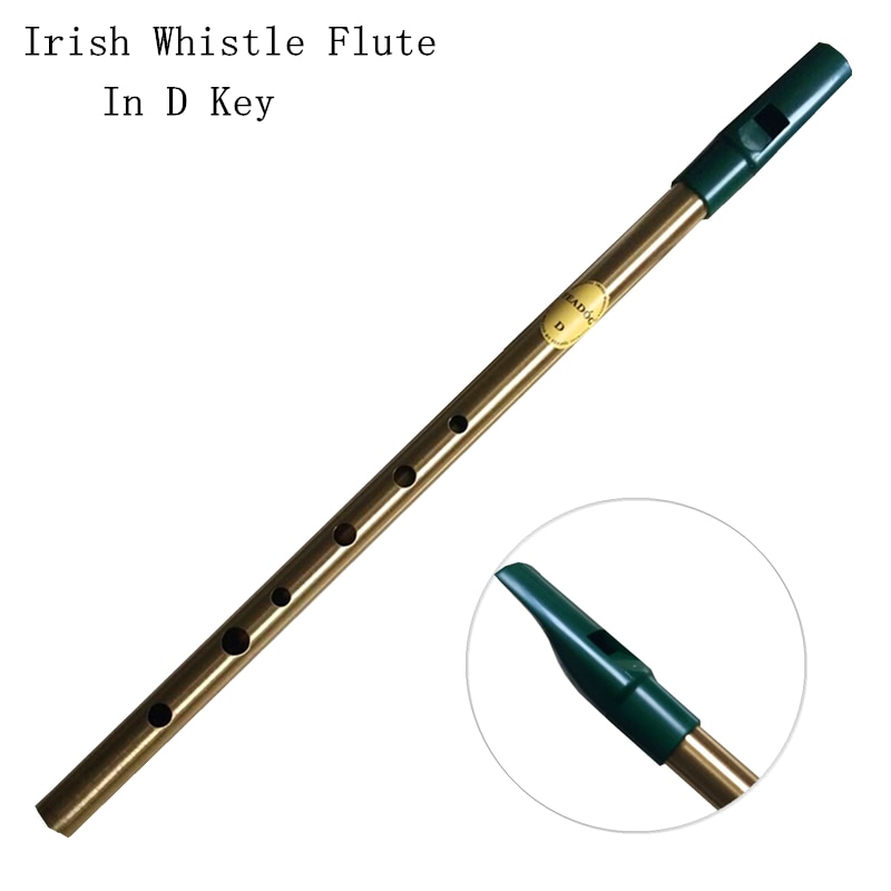 Messing irsk fløjte fløjte d key irland feadog fløjte tin pennywhistle metal dizi feadan 6 hullers musikinstrument