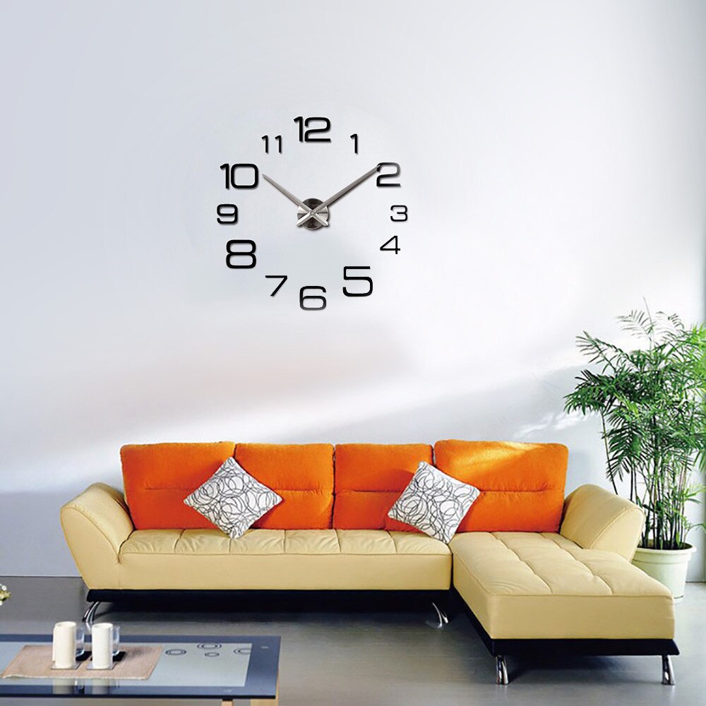 European digital DIY self-adhesive mirror acrylic wall clock home decoration purchasing #3A19