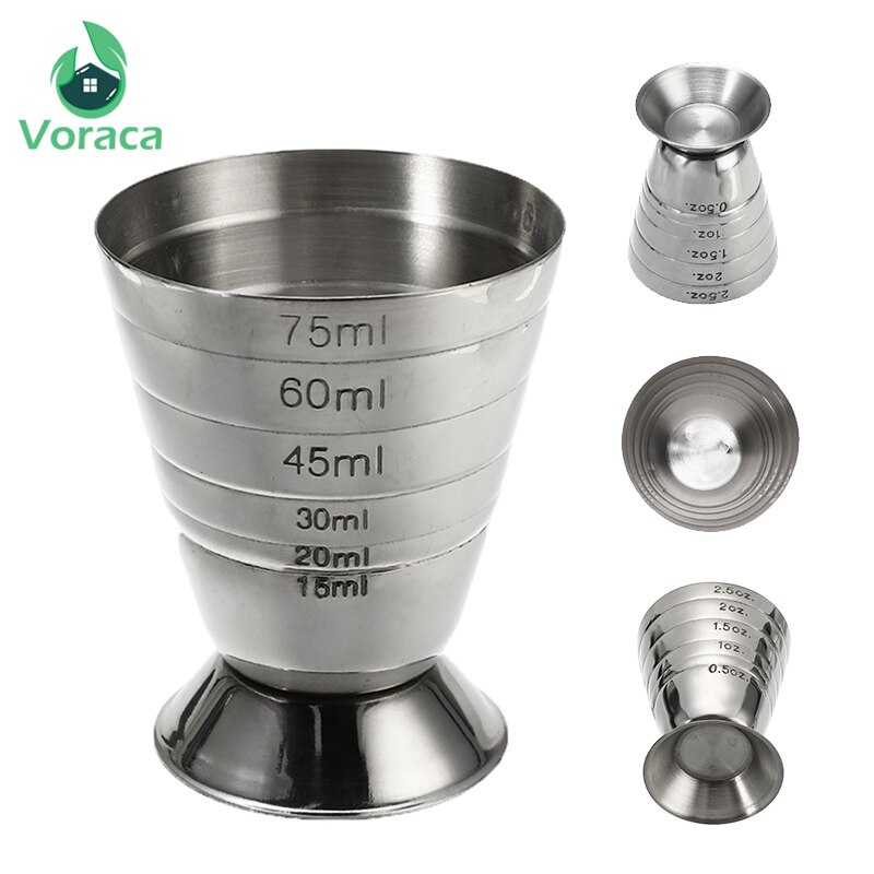 Tasse de mesure en acier inoxydable | 75ml 3 en 1, outils à Cocktail, Bar gabarit, tasse avec/ml/oz, unité de mesure Tbsp pour Bars faisant des boissons mélangées