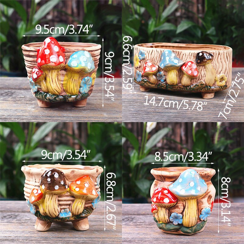 Strongwell Home Decoration Planter Mushroom Stoneware Succulent Flower Pot Living Room Decoration Planter Vintage Handicrafts