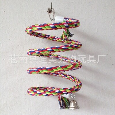 160cm Long Parrot Bird Toys Pet Bird Parrot Standing Rope Bird Cage Decoration Climbing Toy Parrot Bird Cage Toys Rope Bell: Default Title