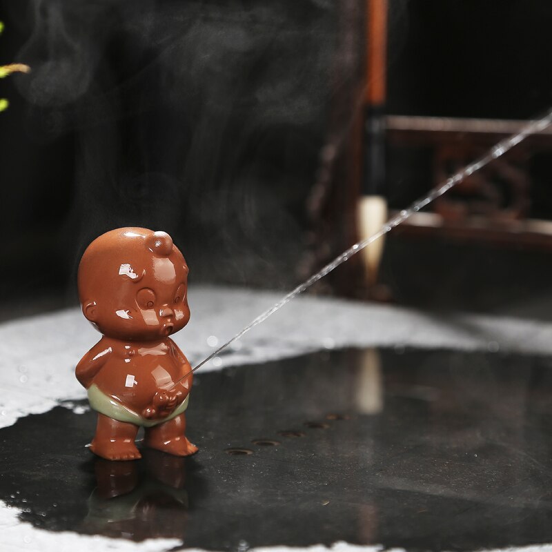 Porcelaine petit moine thé poupée pour animaux de compagnie décoration de la maison frère four craquelé glaçure thé jouer ornement drôle