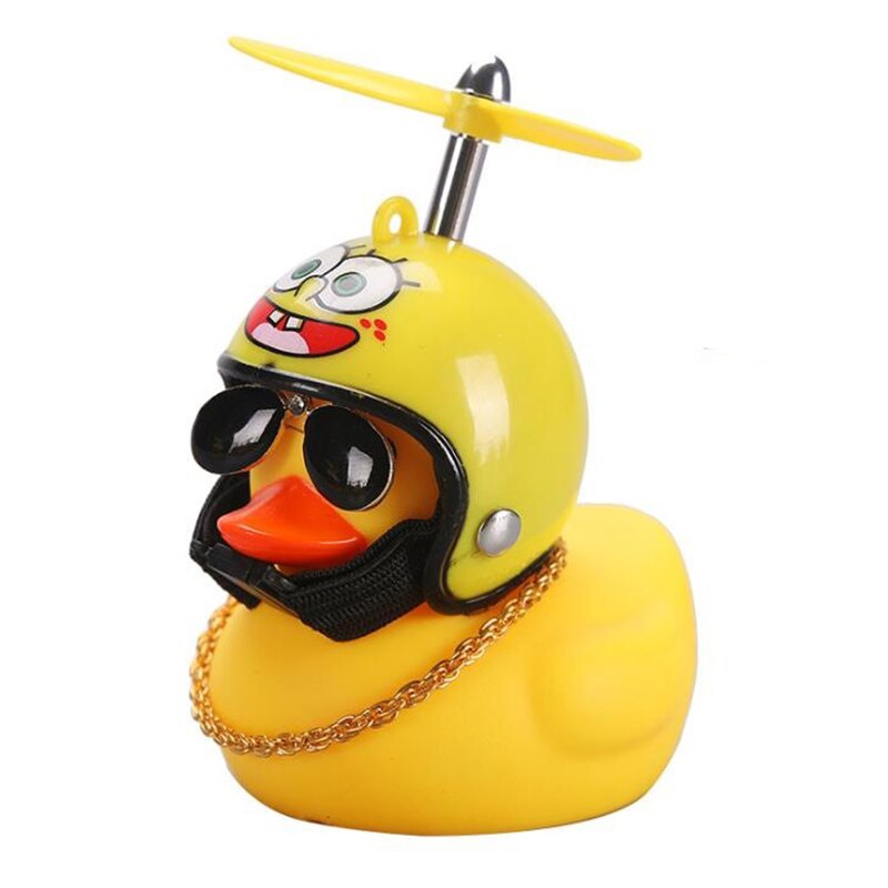 Bicycle Horn Cute Little Yellow Duck Night Warning Light Children's Rubber Duck Toy Mountain Bike Scooter Lights Decoration: T