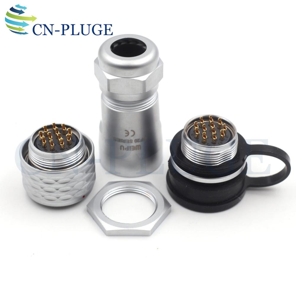 Waterproof 12 pin Automotive Wire Connector WEIPU SF20 Series 20mm Circular Panel Mount Connector Male Plug & Female Socket IP67