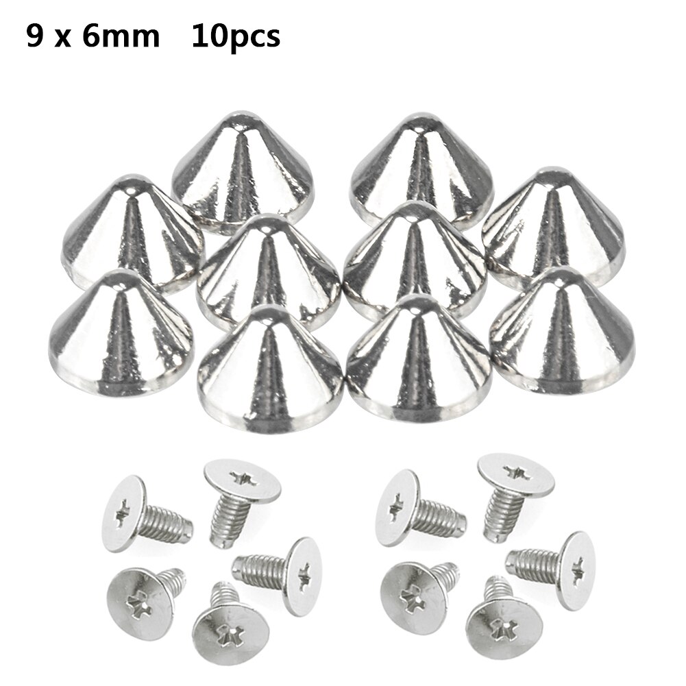 Remaches tipo bala plateados Para Ropa, tachuelas Punk de cuero, Parche de espinas, tachuelas Para Remaches, 10 Uds.: 9x6mm