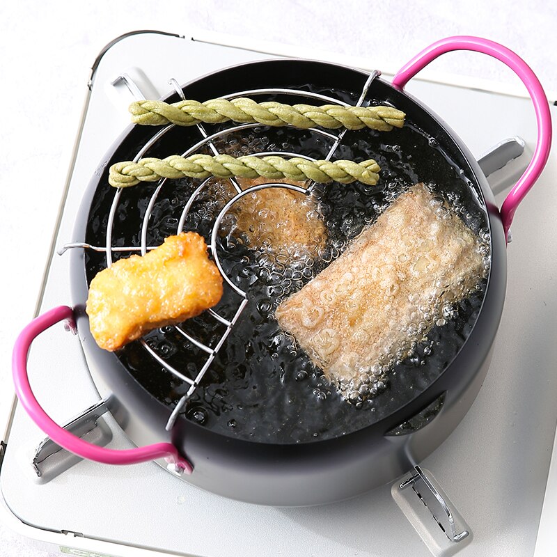 Tempura frying pan small fryer smokeless mini fry pot Japanese pattern