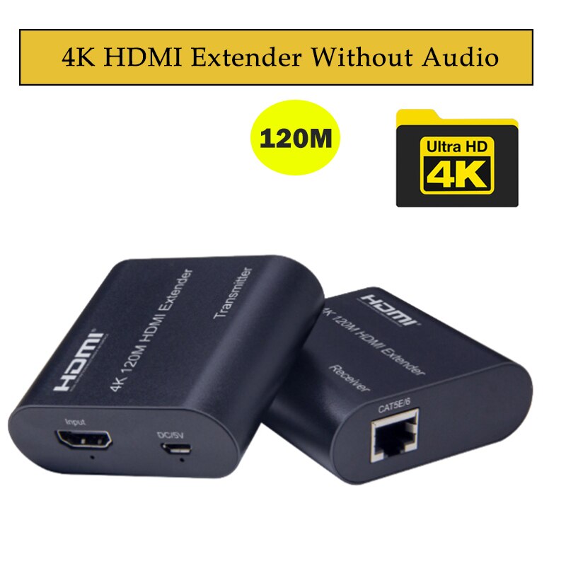 4K HDMI Extender 120M with Loop HDMI via CAT5e/6 RJ45 LAN 1080P 60M HDMI to Rj45 extender With Audio EDID for PS5 HDTV PC laptop: 4K 120M No Audio / EU Plug