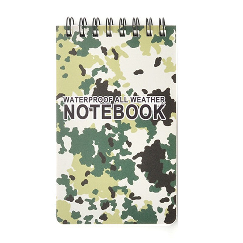 Pro Waterproof Spiral All Weather Notebook Paper Outdoor Rain Notepad 126x76mm Notebook For Office School Students Supplies: Army Green