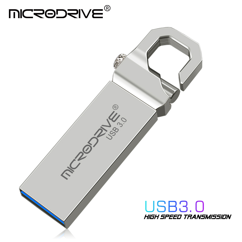 USB 3.0 Flash Drive 32GB 16GB Metal Pendrive 64gb 128gb 3.0 U Disk High Speed Waterproof Key Pen Drive Memory Stick: Silver / 128 GB