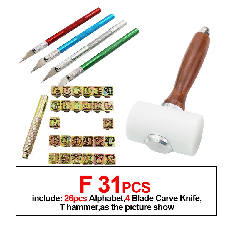 Alphabet Digitale Leder Stanzen Carving Messer Druck schlagen Werkzeuge Englisch Buchstaben Metall Leder Stempel einstellen Leder Werkzeuge: F