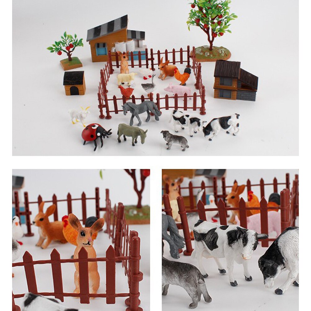 Mini Dier Cijfers Set Boerderij Dieren Modellen Miniatuur Boerderij Scène Accessoires Educatief Kinderen Speelgoed