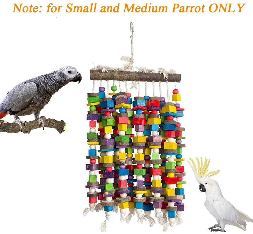 Jouets oiseaux perroquet fabriqués en bois naturel, pour oiseaux de taille moyenne, meilleurs jouets pour les gris africains, perruches, Finch, B