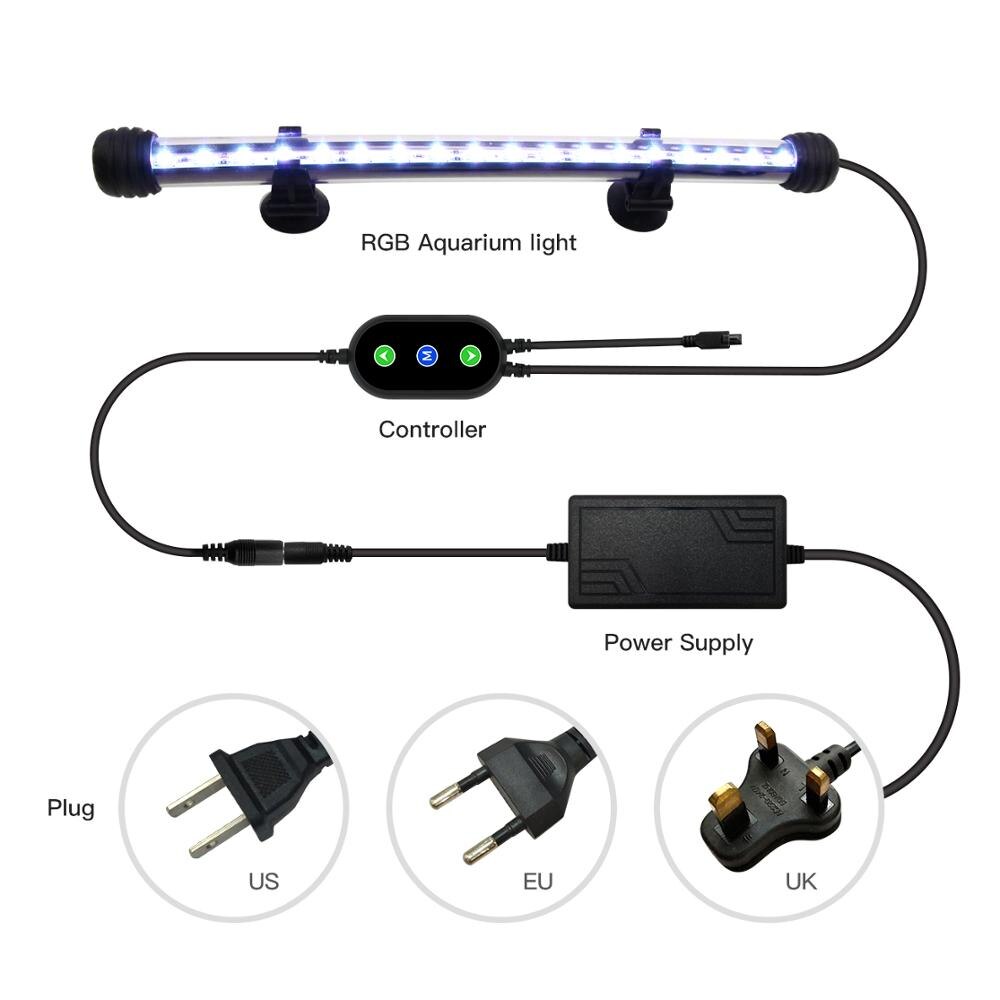 LED Aquarium Lamp For Fish Tank Plant Grow Lights Remote/APP Control Timer Function RGB Lamp For Aquarium LED Lighting 20-60CM