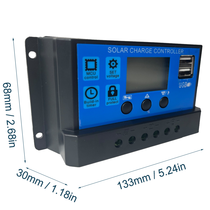 MPPT APPSolar Charge Controller PWM 100A 60A 50A 40A 30A Solar Power Regulator 12V 24V Auto Dual USB LCD Display Load Discharger
