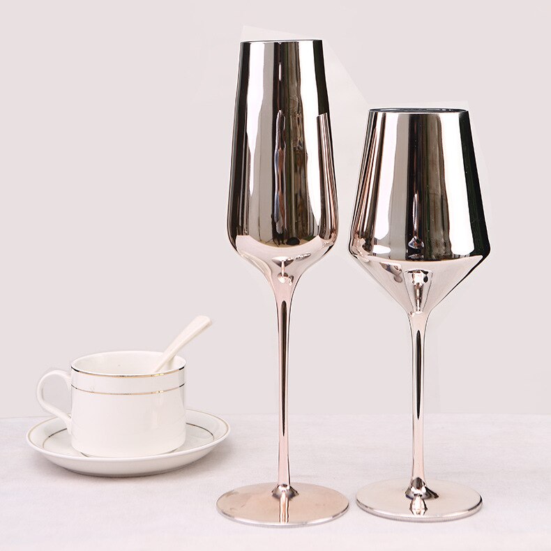 350Ml Roze Rose Gold Plating Loodvrij Glas Rode Wijn Glas Champagne Glasdrinkbeker Woondecoratie