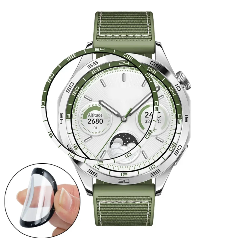 3D gebogener Displayschutz für Huawei Uhr GT 4 41/46 mm GT4 Kante graduiert HD Schutzfolie für Huawei GT4 41 mm 46 mm kein Glas: xxxxl / Schwarz Gelb