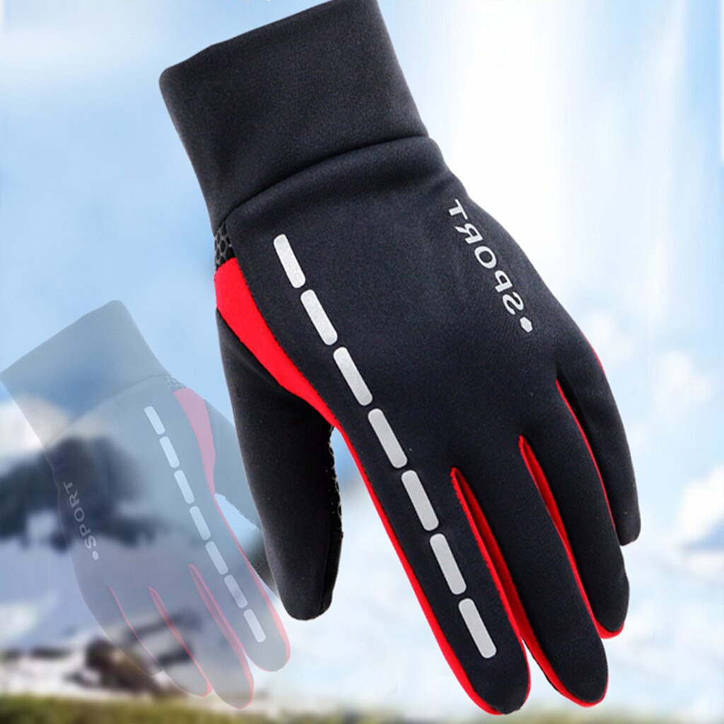 Mannen Outdoor Sport Windstopper Waterdichte Handschoenen Zwart Riding Sport Handschoen Motorhandschoenen Thicken Black Volledige Vinger Mannen