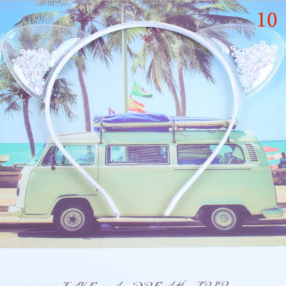 Bandeau oreilles de chat pour petite fille | Accessoires de cheveux de princesse, bandeau à paillettes colorés, bande dessinée pour enfants: 10