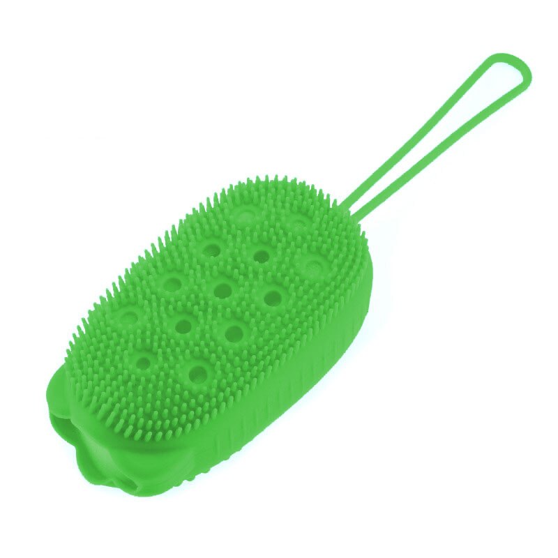 1pc bad børste med krok myk silikon dusjer rengjøring gjørme smussfjerner massasje ryggskrubb dusjer boble giftfrie børster: Grønn