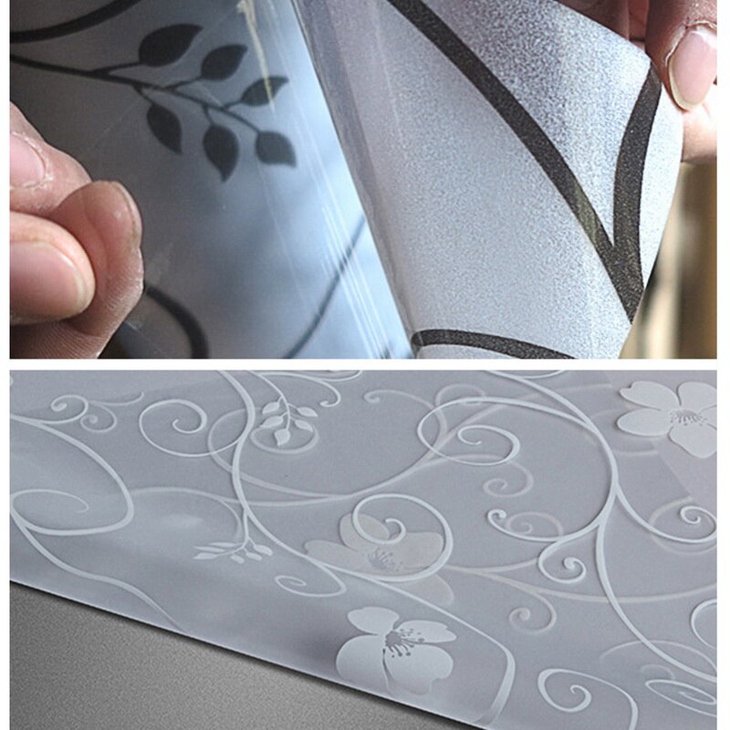 Frosted Privacy Window Film Pattern Self-adhesive Static Cling Glass Film Anti-UV Window Sticker For Bathroom Bedroom Livingroom