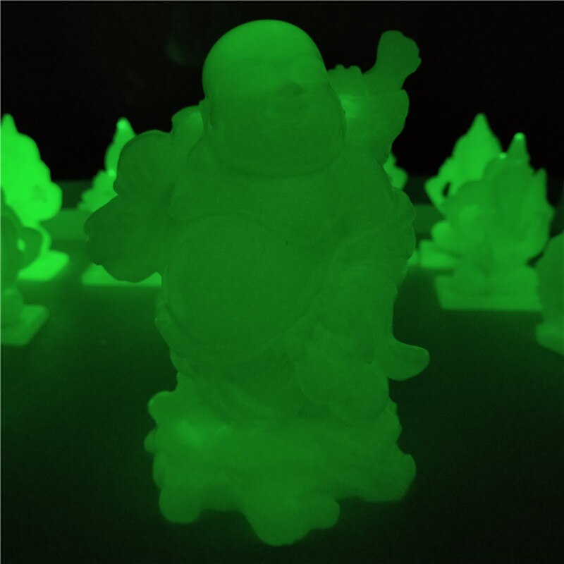 Glowing Laughing Buddha Statue Man-made Jade Stone Maitreya Buddha Sculptures Figurines Luminous Home Garden Decoration Statues