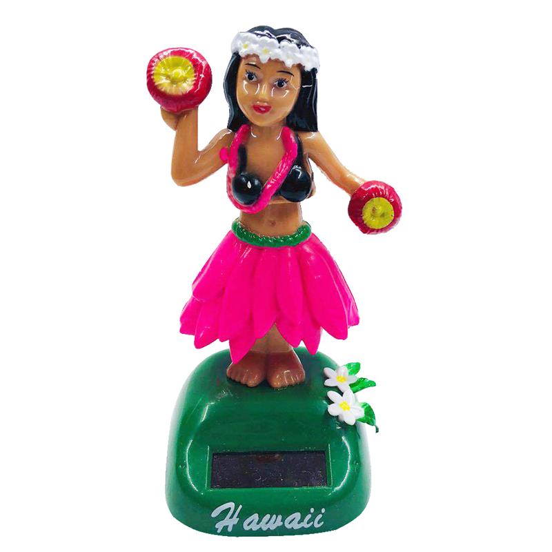 Hula Girl – poupée solaire hawaïenne pour filles, ornements de voiture créatifs, de dessin animé: F024-Pink Type B