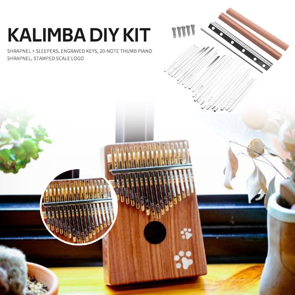 20 Key Kalimba Making Finger Piano Mbira Keys + Bridge for Makers DIY Parts Kalimba Bridge Thumb Piano Kit