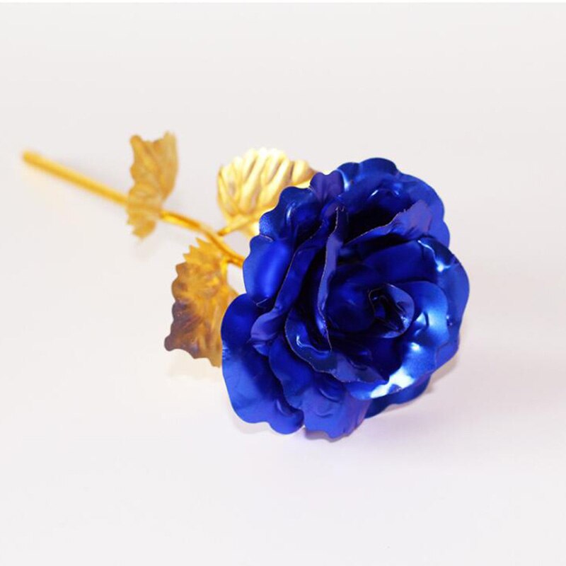 24K Gold Foil Rose Flower Emulated Flower Valentine's Day Single Gold-plated Rose Bouquet Box Home Decro: Only Flower 02
