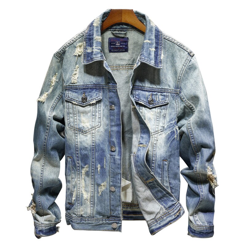 Denim Jackets Men Cowboy Slim Fit Bomber Jacket Men's Ripped Jean Jacket Hip Hop Streetwear Tops Jaqueta Jeans Masculina S-3XL: S