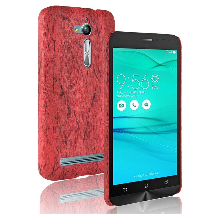 Neue Für Asus Zenfone Gehen ZB500KL Fall 5,0 zoll PU Holz leder korn handy holster Für Asus ZB500KL shell telefon-beutel-abdeckung: Dark red