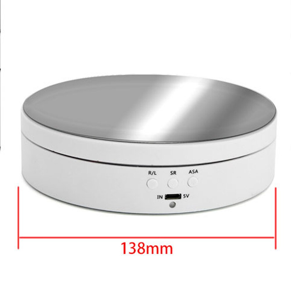360 Degree Electric Rotating Product Display Turntable 3 Speed Adjustable Photography Display Stand Base for Video Shooting Prop: Mirror White