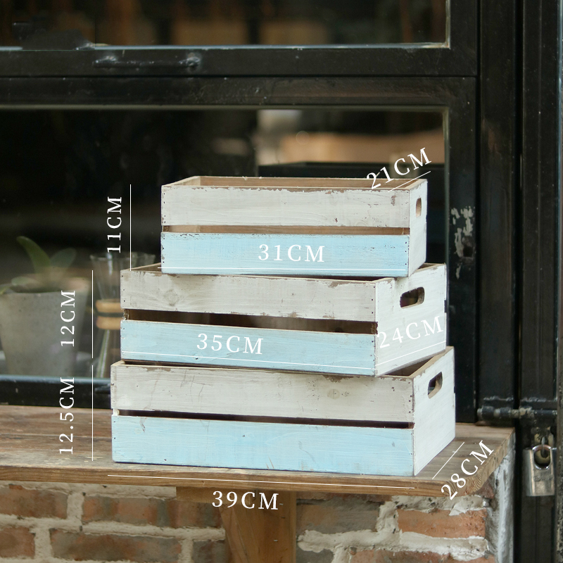 distressed painted handmade solid small decor wood crate